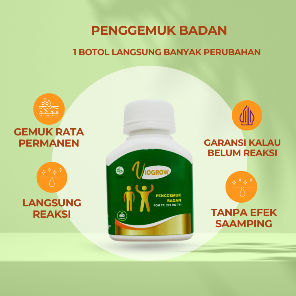 Herbal Suplemen Viogrow Obat gemuk Permanen Penggemuk badan herbal alami serta penambah nafsu makan 