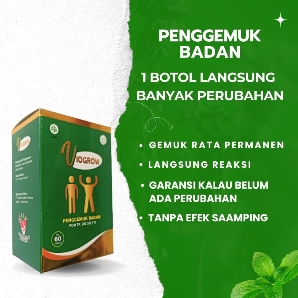Multivitamin Herbal Suplemen Viogrow Obat gemuk Permanen Penggemuk badan herbal alami serta penambah
