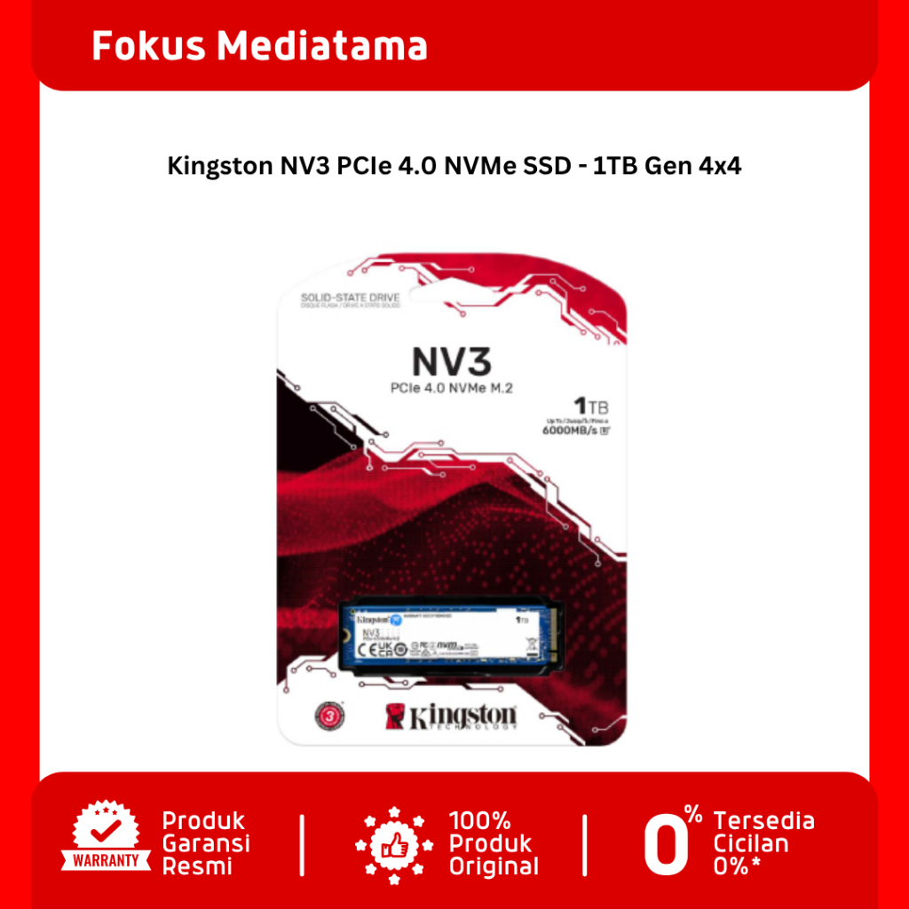Kingston NV3 PCIe 4.0 NVMe SSD - 1TB Gen 4x4