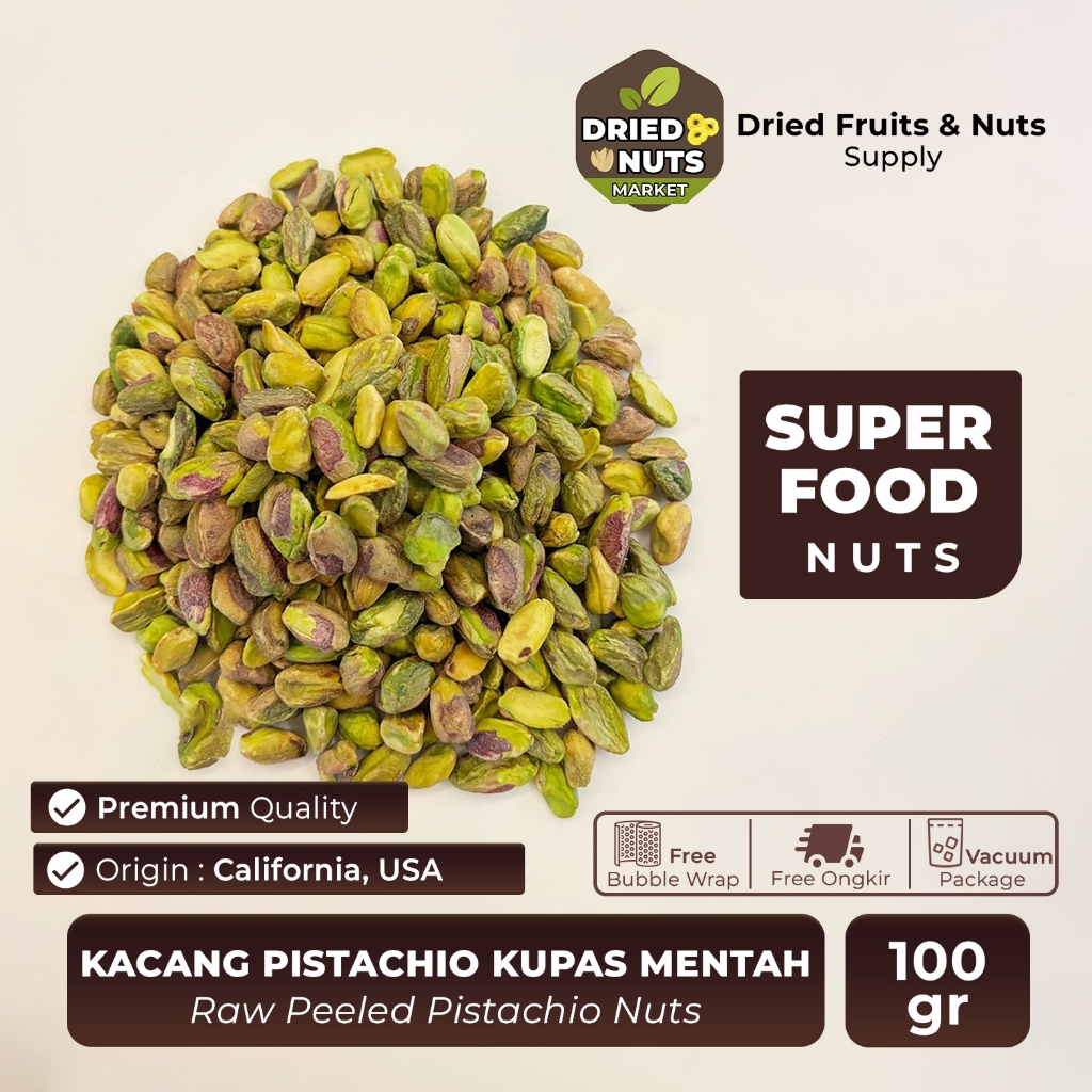 

Kacang Pistachio Kupas Mentah 100Gr | Raw Peeled Pistachio Nuts California, USA