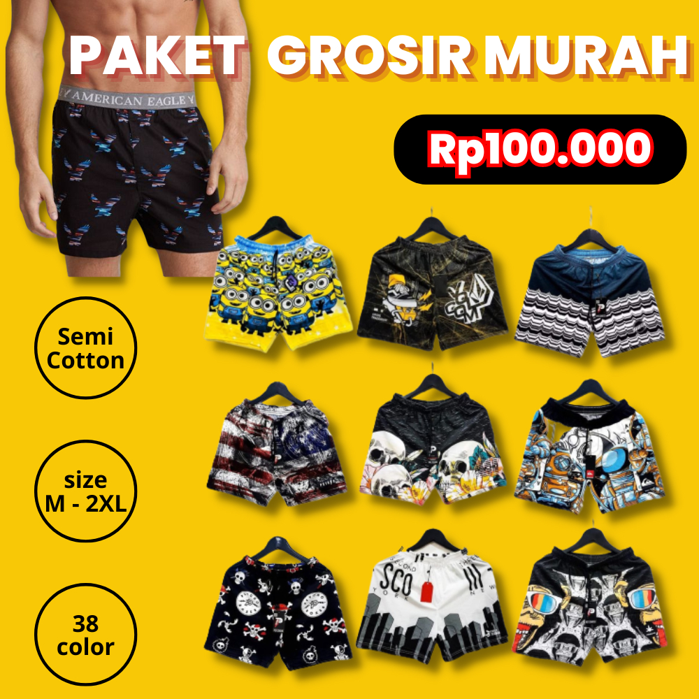 Celana Boxer 100 Ribu dapat 5pcs Terbaru/Celana Pendek Pria