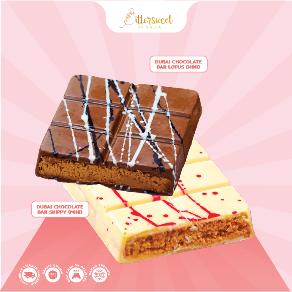 

( BUNDLE ) 2 MINI DUBAI CHOCOLATE BAR ( Lotus & Skippy ) [ Best Price ]