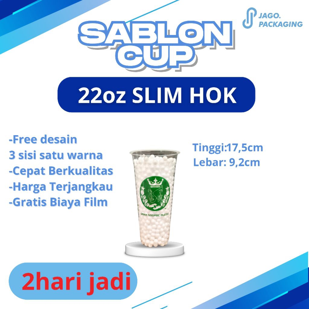 Custom sablon cup 22oz Slim Merk HOK
