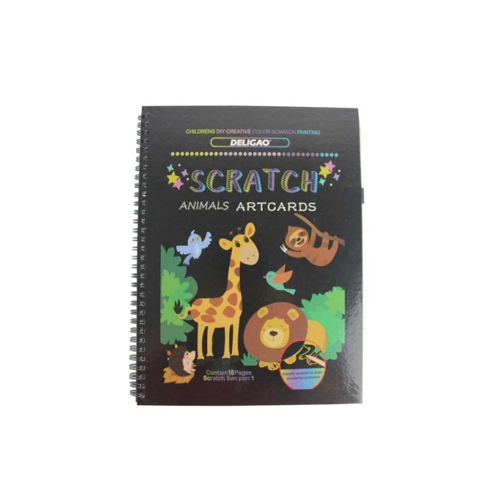 

DELIGAO - KERTAS GAMBAR CORET / NOTES SCRATCH SPIRAL/ SCRATCH PAPER RAINBOW PAINTING BLACK KH-16281 200X275MM