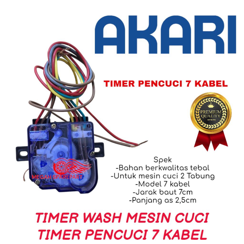 TIMER WASH PENCUCI MESIN CUCI AKARI 2 TABUNG 7 KABEL TIMER MESIN CUCI