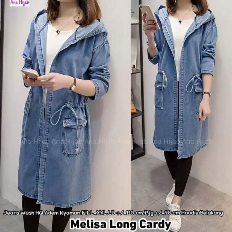 KODE W74Q MELISA LONG CARDY CARDIGAN JEANS DENIM ORI BY ANA