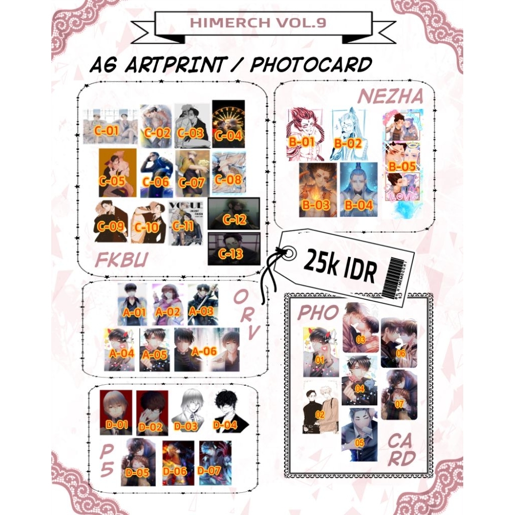 

[READYSTOCK] Artprint A6 Karakter Anime Mahwa ORV FKBU PERSONA5 HIGHCARD