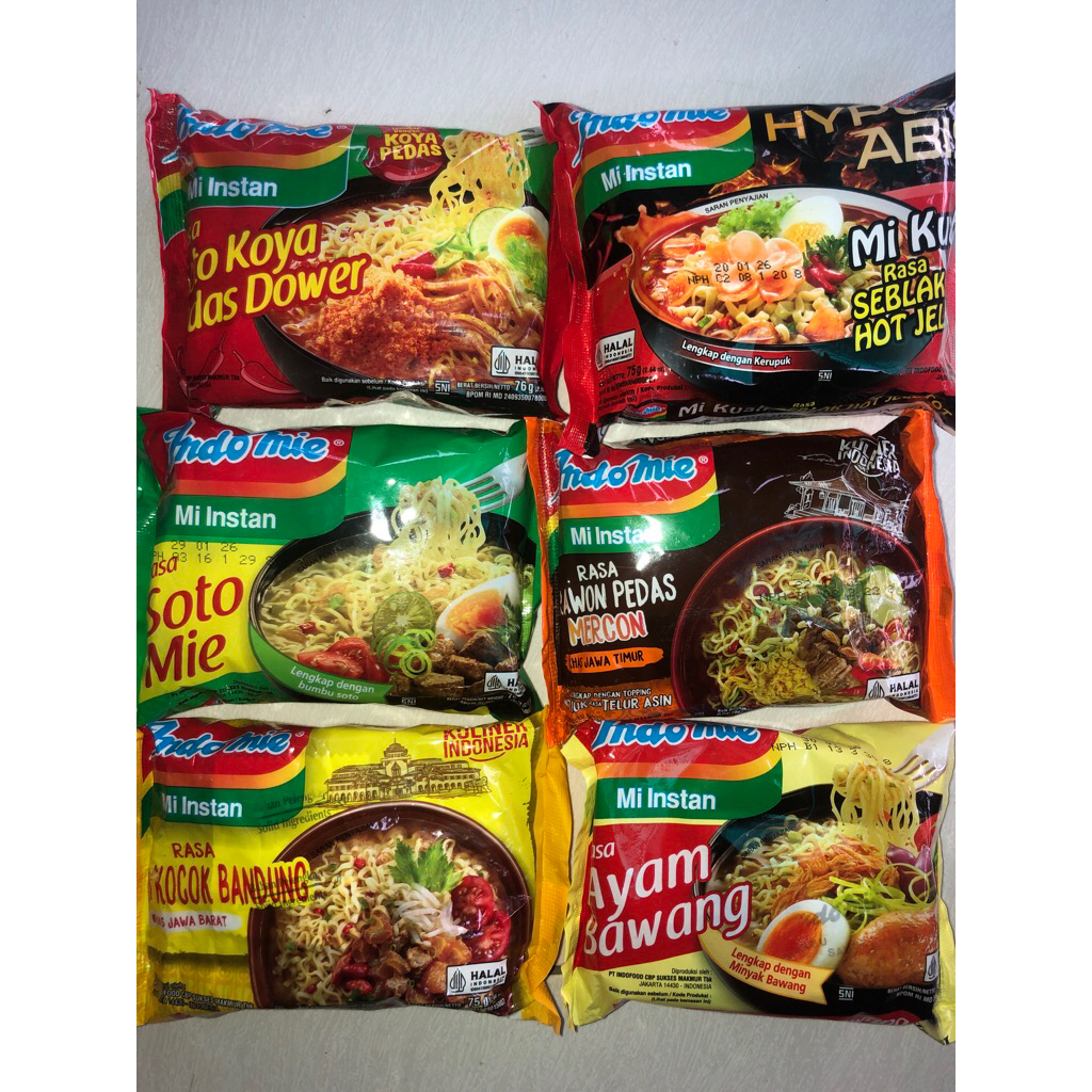 

Indomie REBUS/KUAH, Kocok Bandung/ Rawon Pedas/ Ayam Bawang/ Soto Mie/ Seblak Hot Jeletot/ Soto Koya Doer