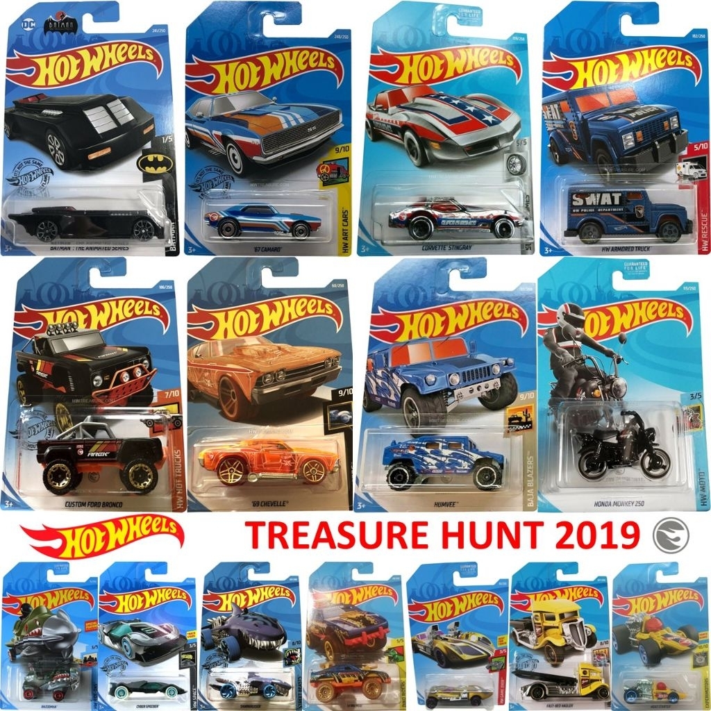 HOT WHEELS TREASURE HUNT TH REG 2019 67-CAMARO BATMAN-THE-ANIMATED-SERIES CORVETTE-STINGRAY