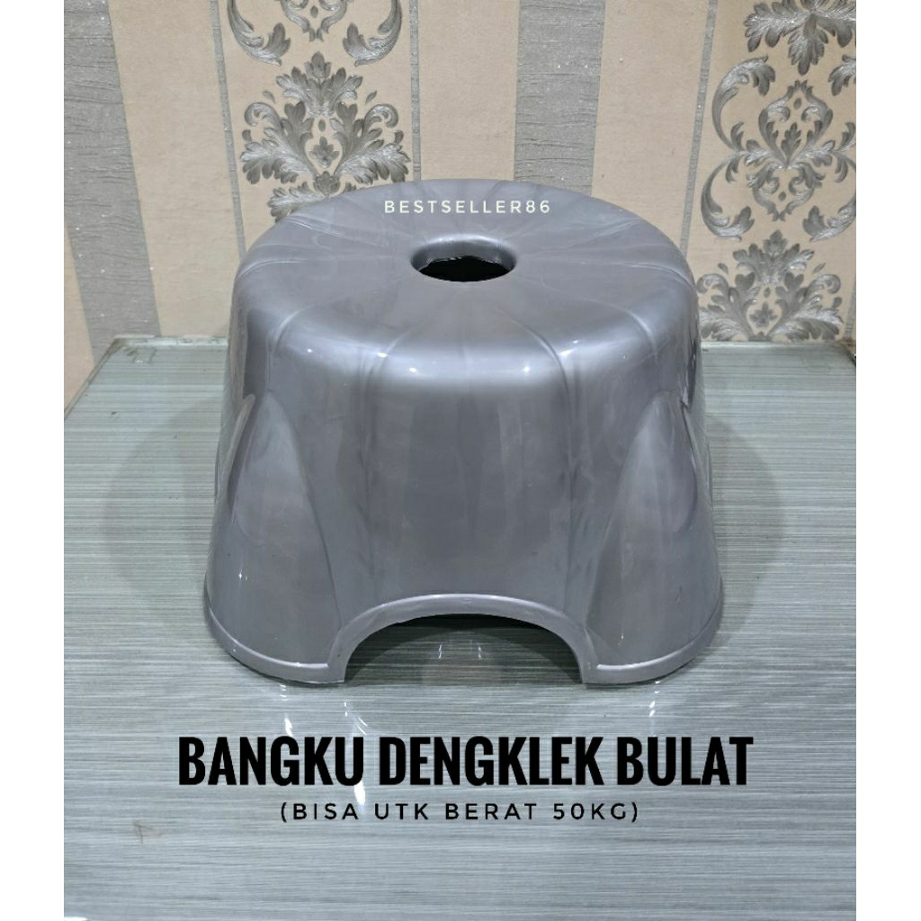 BANGKU JONGKOK BULAT PLASTIK / KURSI DENGKLEK MINI PLASTIK / BANGKU DENGKLEK PETAK