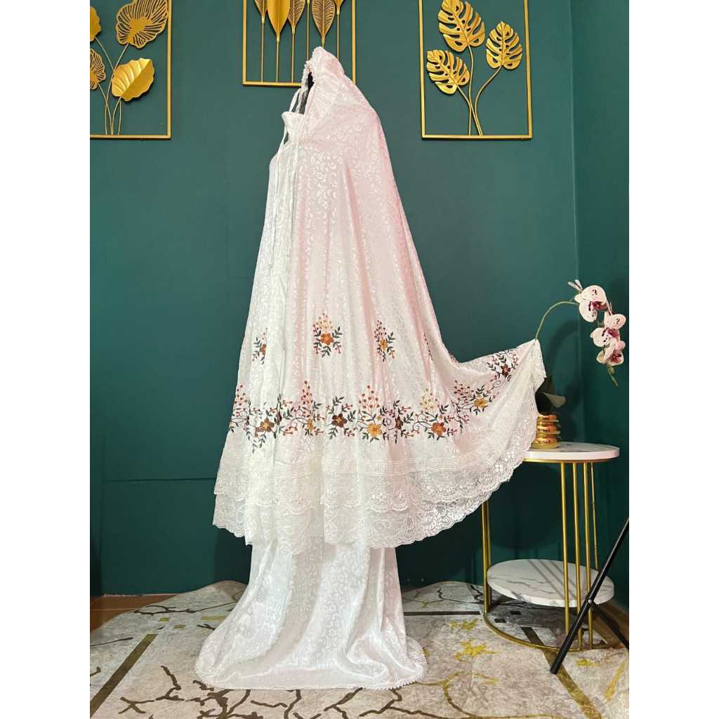 Mukena Hania Sutra Premium Asli Bordir - Mukena Sutra Premium Jumbo