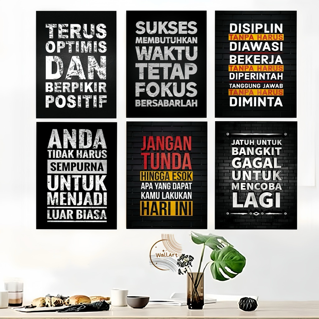 Hiasan Dinding Motivasi 20x30cm Pajangan Dinding Motivasi Sekolah Hiasan Dinding Kantor Kata Motivas