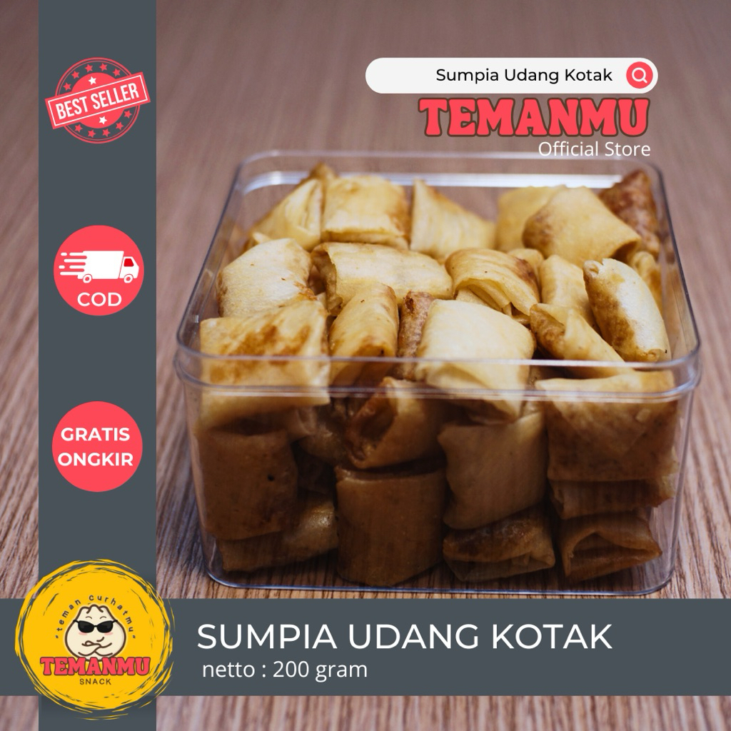 

SUMPIA UDANG KOTAK (traveling pack ) PREMIUM ISTIMEWA KHAS BANDUNG KEMASA 250 GRAM cemilan terpavorit terlaris termurah ter enak