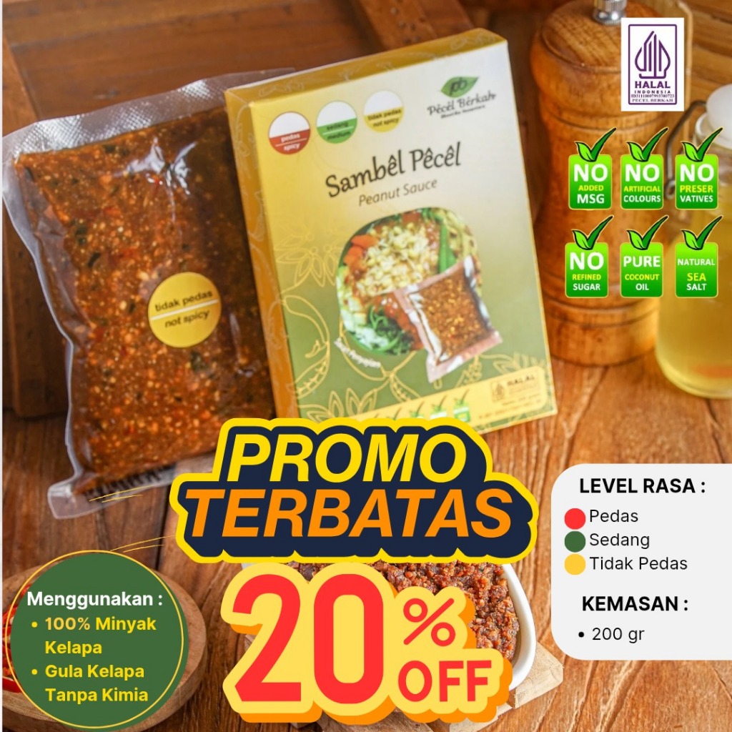 

Sambel Pecel 200 gr - No MSG - Menggunakan Minyak Kelapa Murni - Pecel Berkah