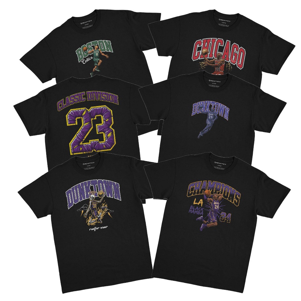 Kaos Basket NBA Reafter – Chicago Bulls | Lakers | Boston Celtics - Katun Combed 24 s