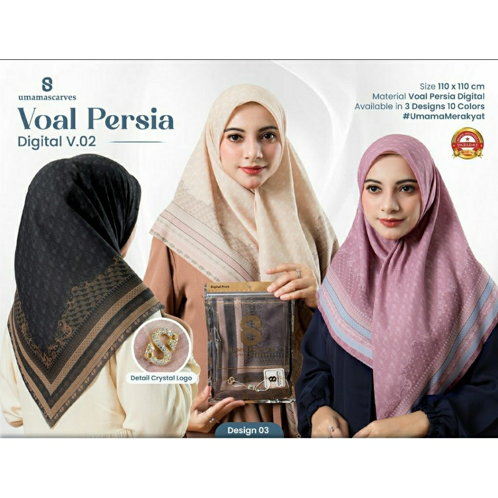 AK hijab motif/print digital voal persia ( 110 × 110 cm )
