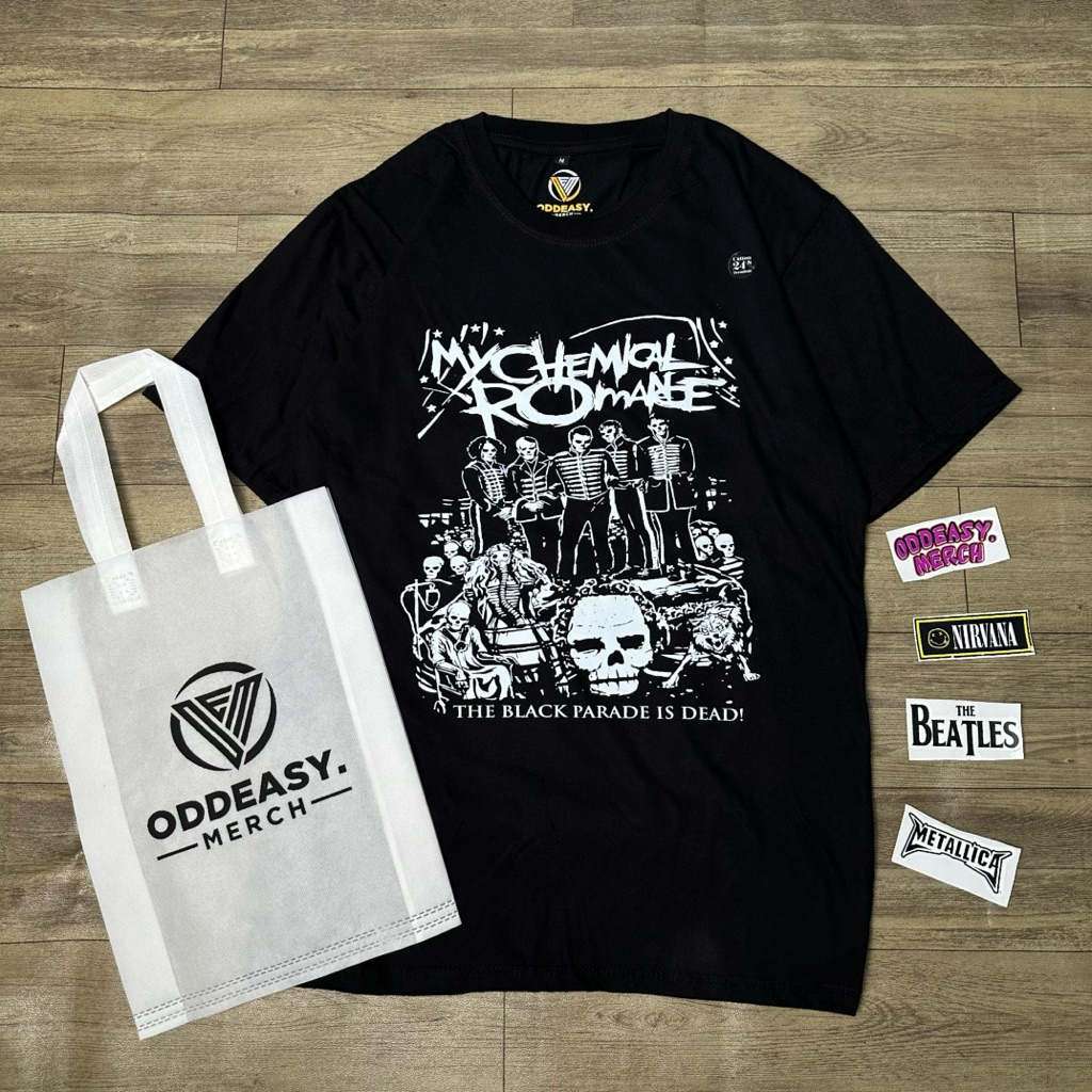 T-shirt Kaos MCR 2 free bag bonus sticker Kaos Band Vintage Pria Baju Katun Distro Wanita Oblong Hit