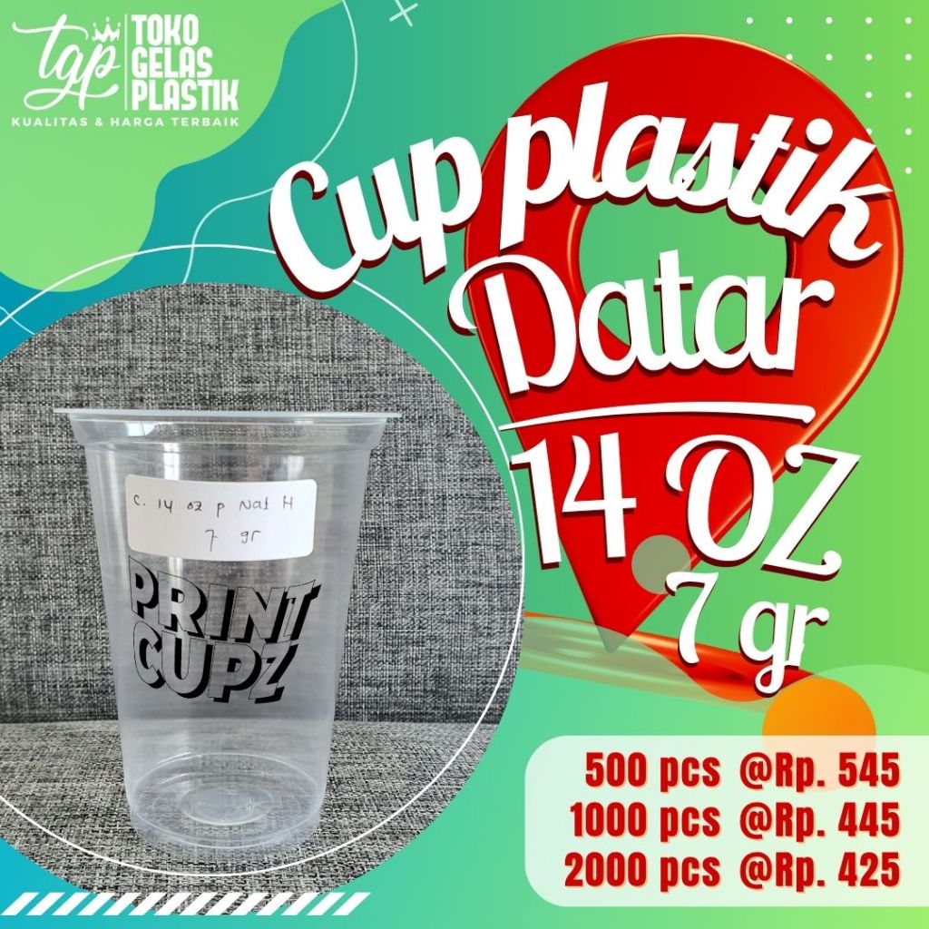 Sablon Cup Starindo 14 OZ DATAR 7 GR PP Print Cetak Gelas Plastik