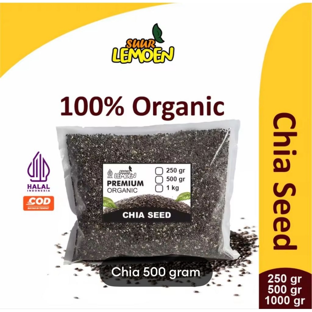 

Biji Chia Seed Premium 70 gr - 500 gr Black Chia Seed Premium Original Banyak Manfaat