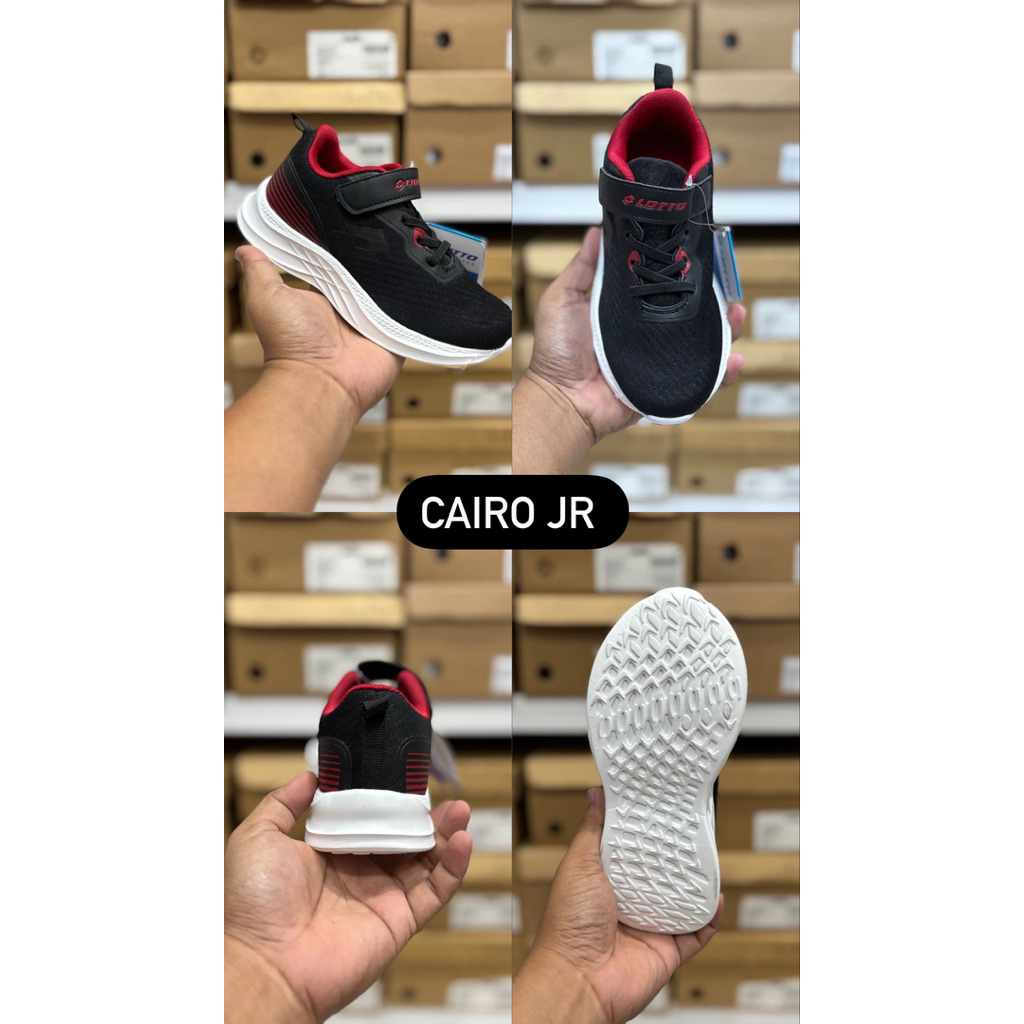 Promo  Sepatu Anak Lotto Jr Black White Original Bnib Running Shoes