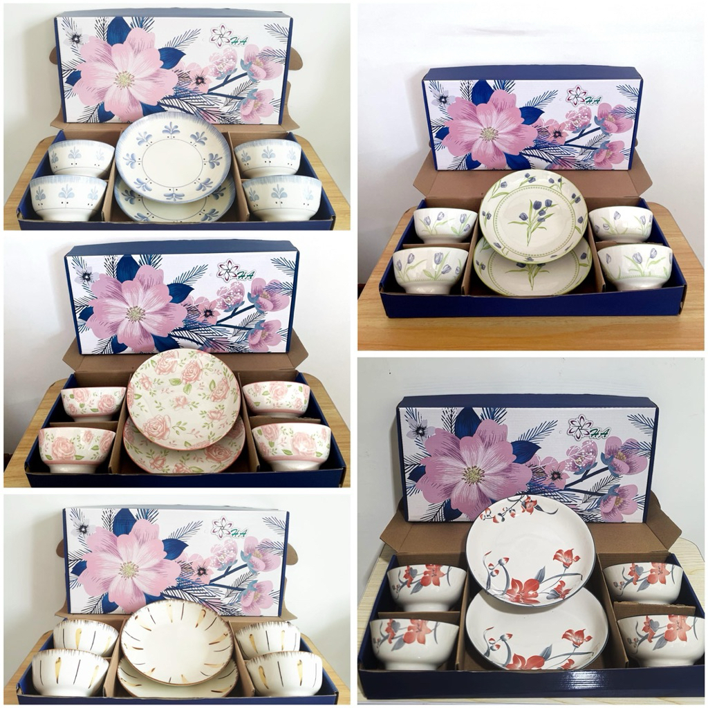Set Mangkok dan Piring Keramik Motif Lucu Gaya Jepang