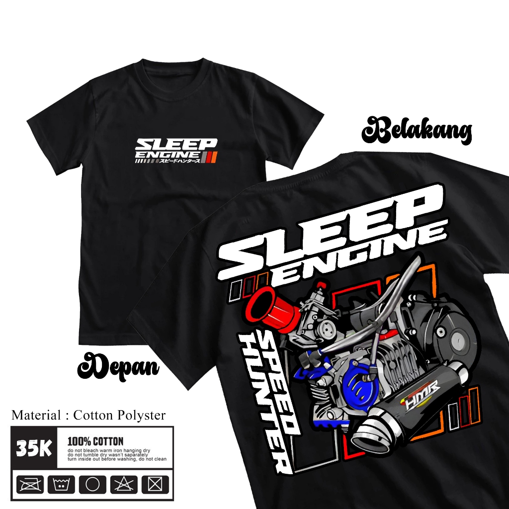 GoldenCustom Kaos SLEEP ENGINE - Kaos Kata Sindiran Viral - Nyaman dan adem Unisex, bisa cod
