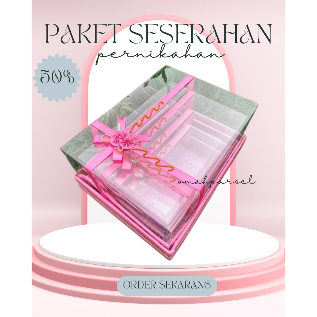

Kotak Seserahan Hantaran Tutup Mika dapat 4 Box Full Hiasan Tinggal Pakai