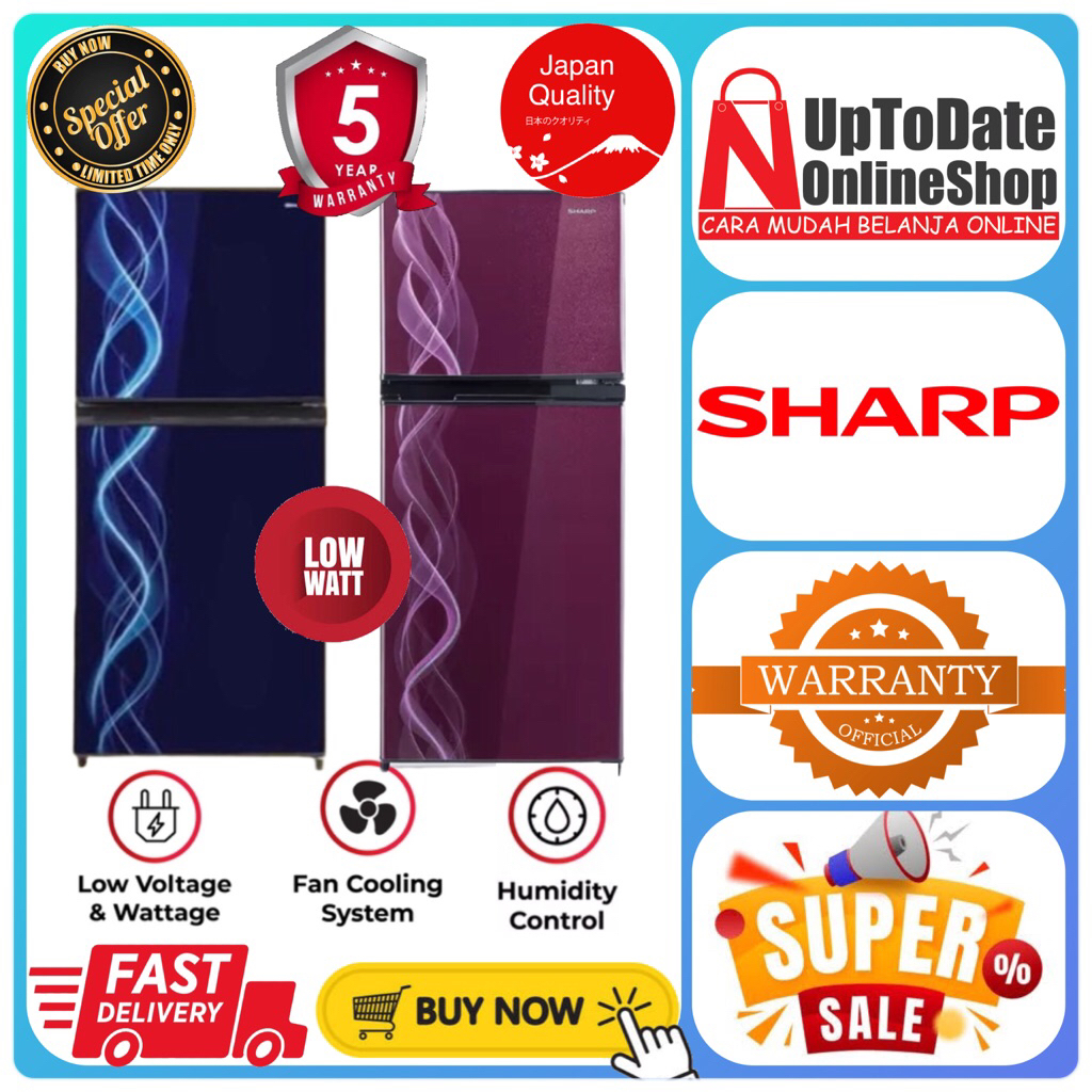KULKAS SHARP SJ-197ND SJ197ND SJ 197ND 2 PINTU NO FROST LOW WATT HUMIDITY CONTROL LEMARI ES 2 PINTU 