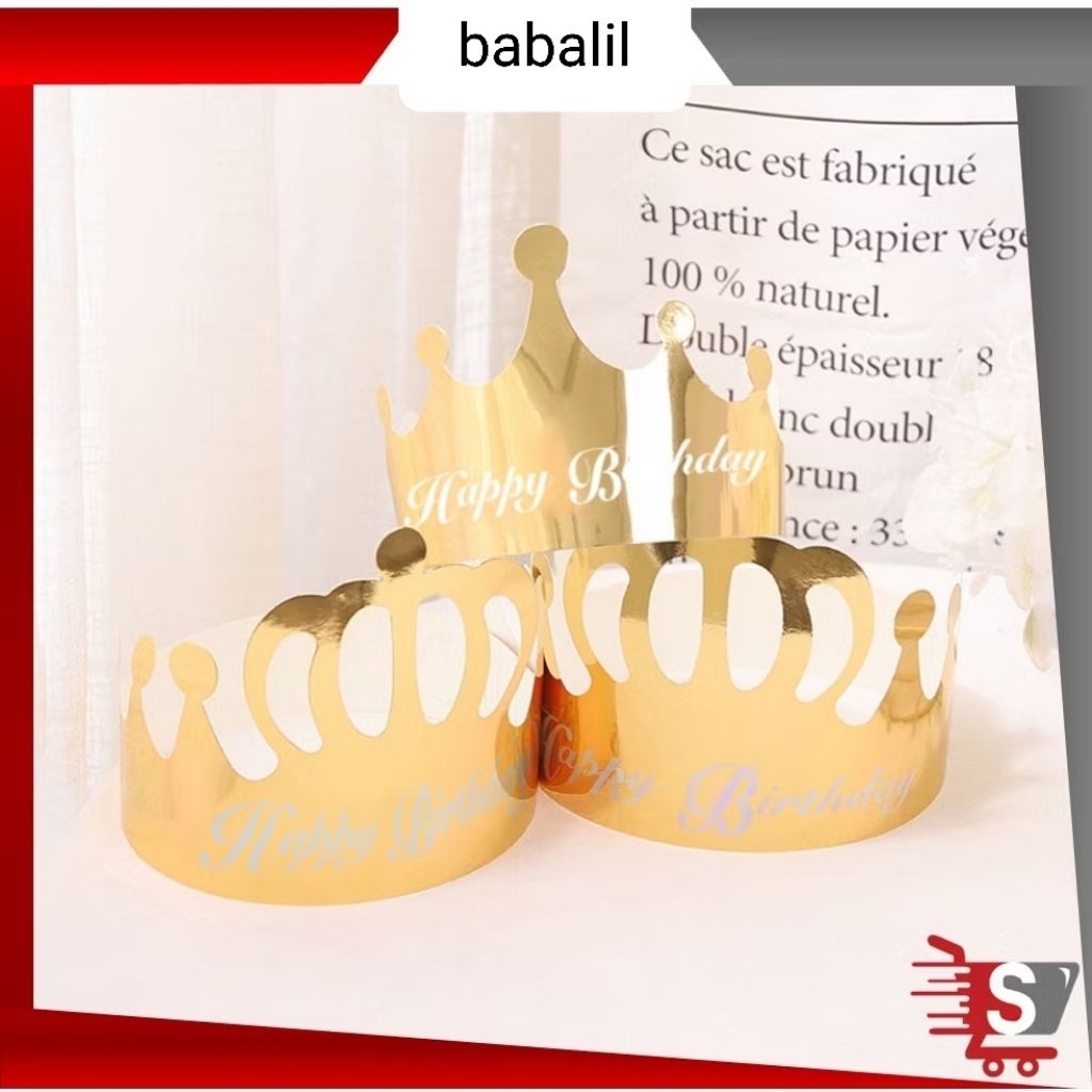 Mahkota Topi Ulang Tahun Anak & Dewasa / Dekorasi Birthday Party Hat / Topi Kertas Raja Ratu pangera