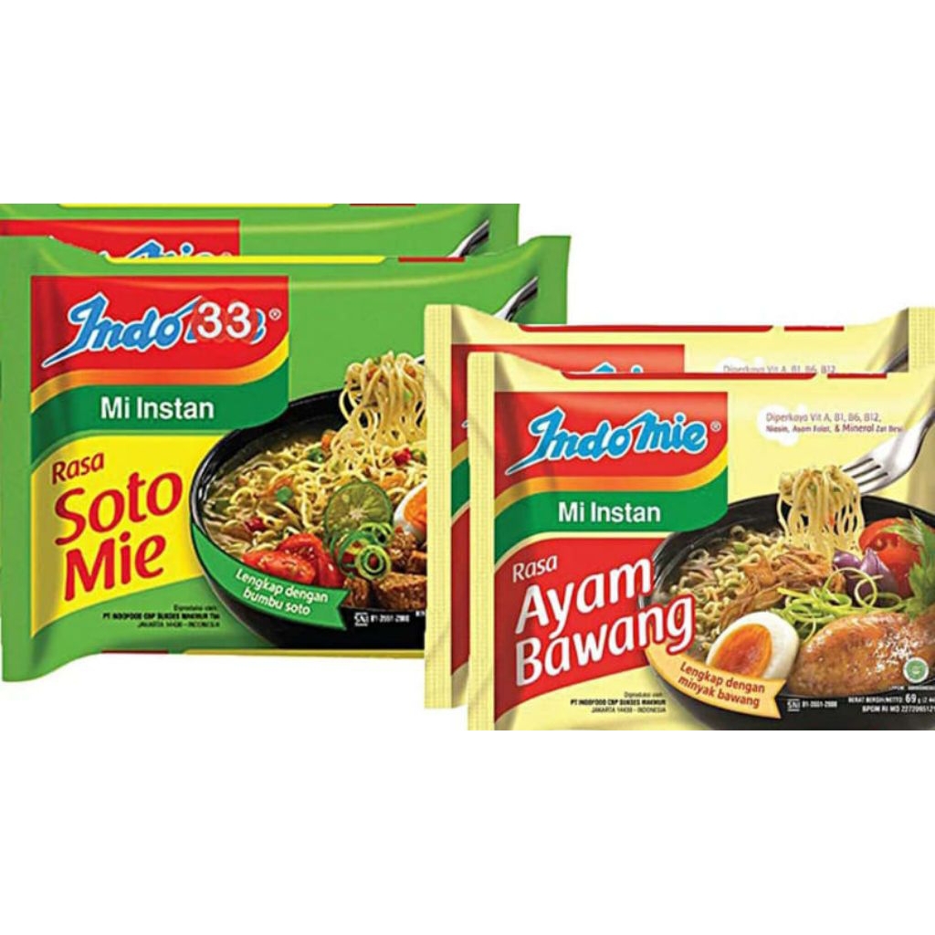 

Indomie rasa ayam bawang & soto 5 pcs