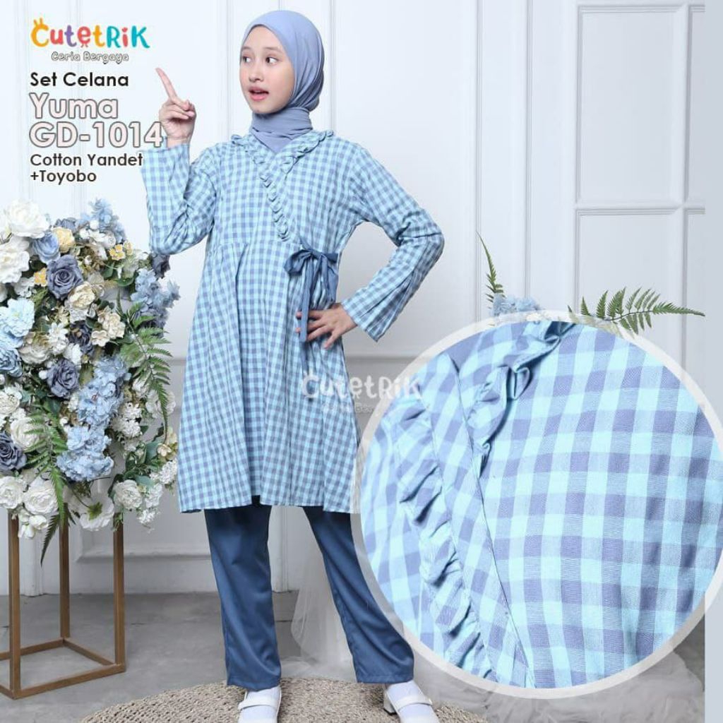 v CUTETRIK SETELAN CELANA TUNIK KATUN  baju ANAK PEREMPUAN DAN REMAJA