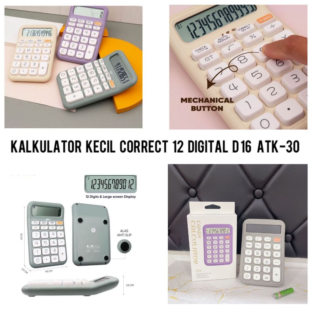 

KALKULATOR KECIL CORRECT 12 DIGITS D16 ATK-30/Calculator Correct 12 Digits Pastel Color