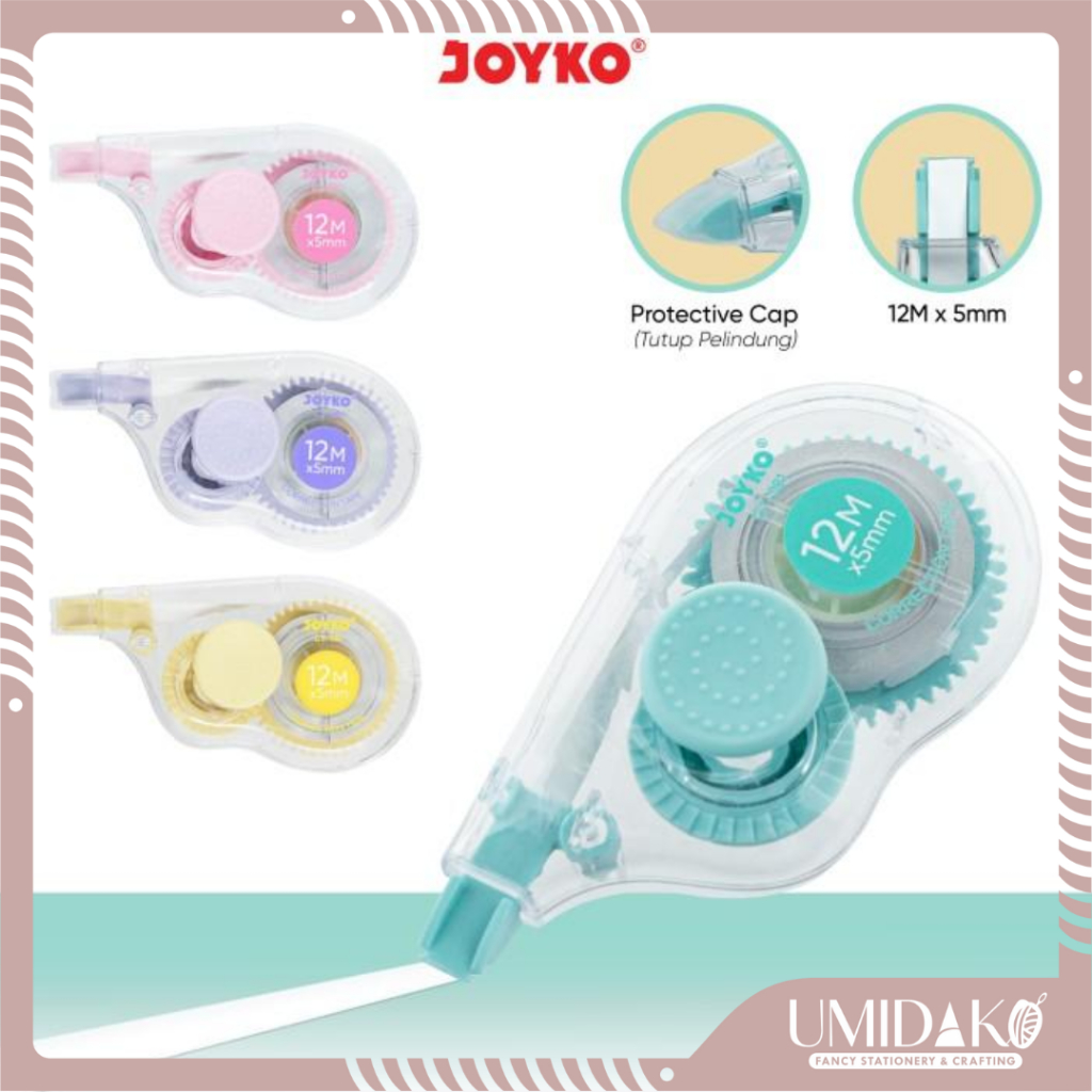

[UMIDAKO] CORRECTION TAPE | STIPO KERTAS JOYKO 12 METER (1 PCS) / CORRECTION TAPE JOYKO PASTEL