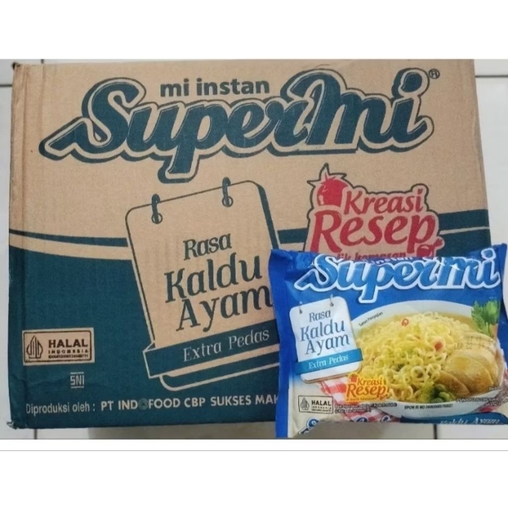 

Supermi kuah (+choki2) Rasa Kaldu ayam 1 dus isi 40bks @70gr