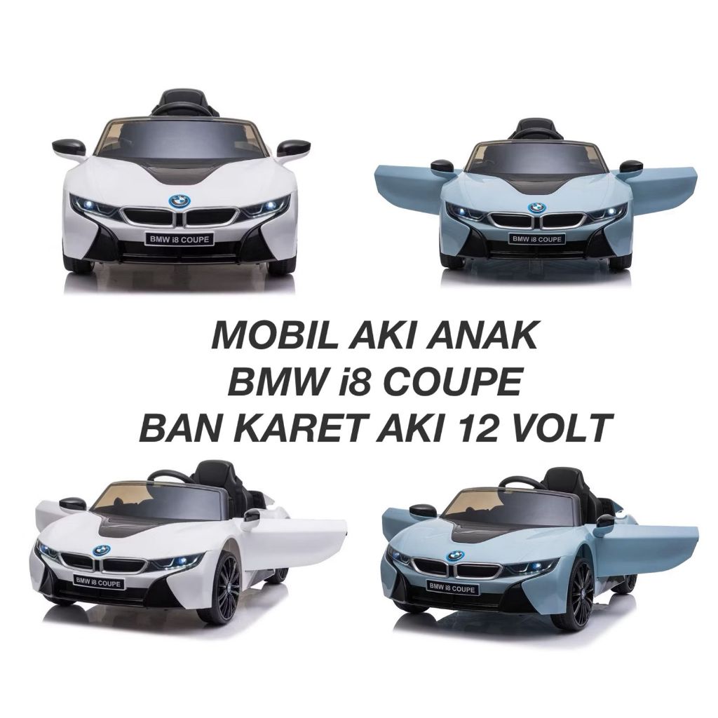 (BTM) Mobil Aki Anak BMW i8 COUPE Ban Karet Mainan Mobil Aki
