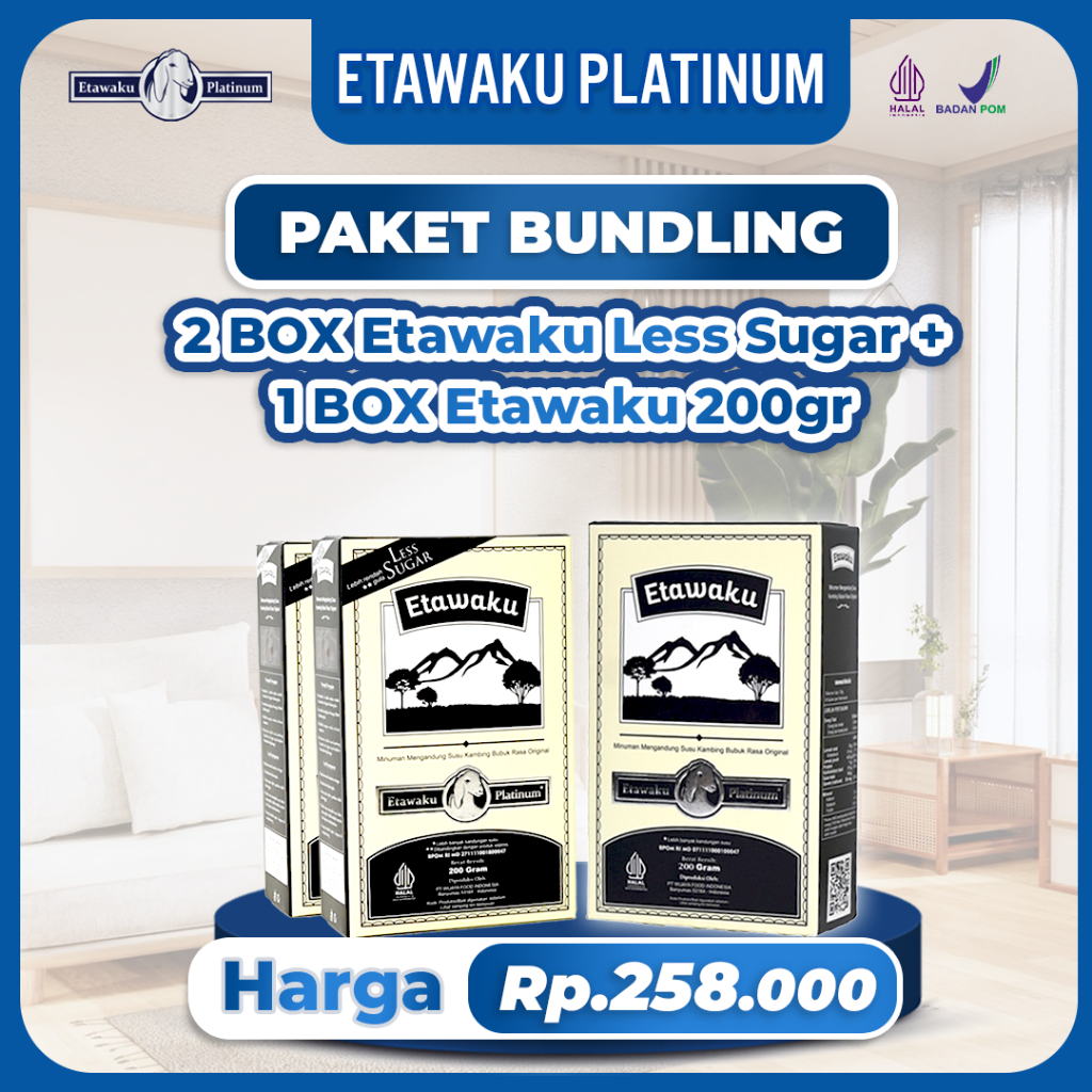 

Paket Bundling 2 Box Etawaku Platinum Less Sugar + Etawaku Platinum 1 Box - Sembuhkan Masalah Pernafasan Sesak Nafas Asma Batuk Berdarah Original