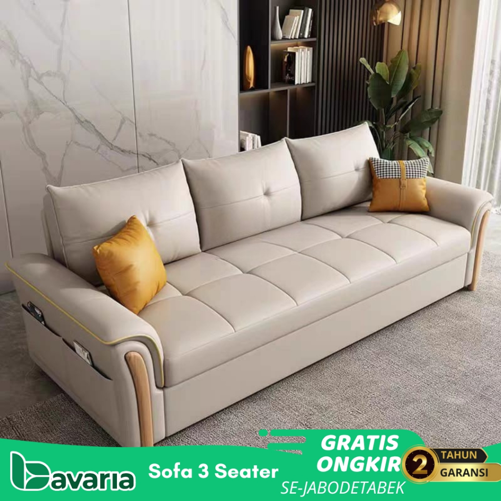 BAVARIA Sofa 3 Seater Kulit Minimalis Terbaru