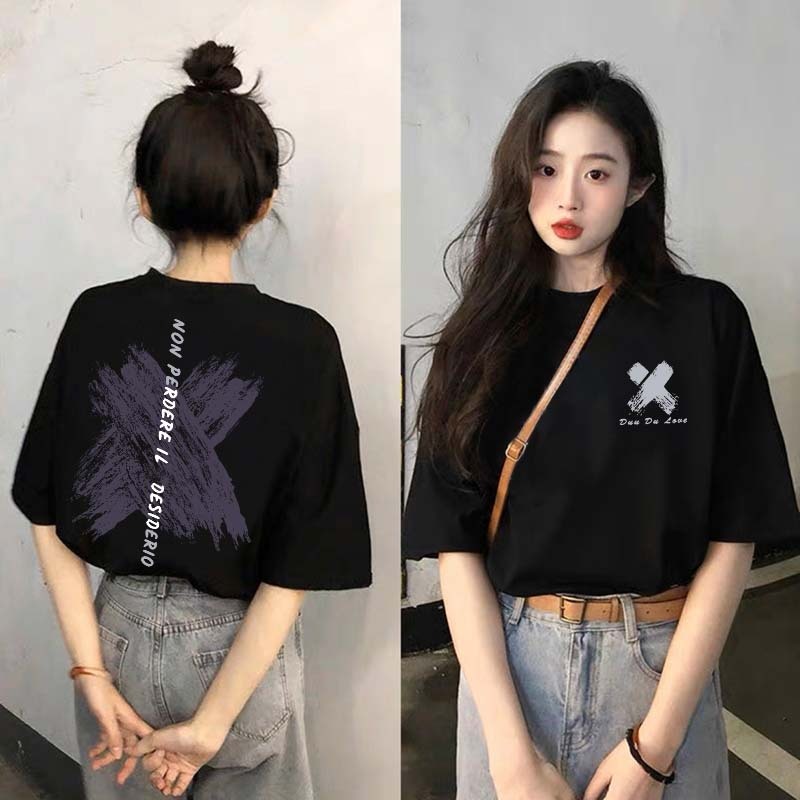 CC T-SHIRT COD | Kaos slogan huruf berpola personalisasi gaya perguruan tinggi Jepang | Kaos Lengan 