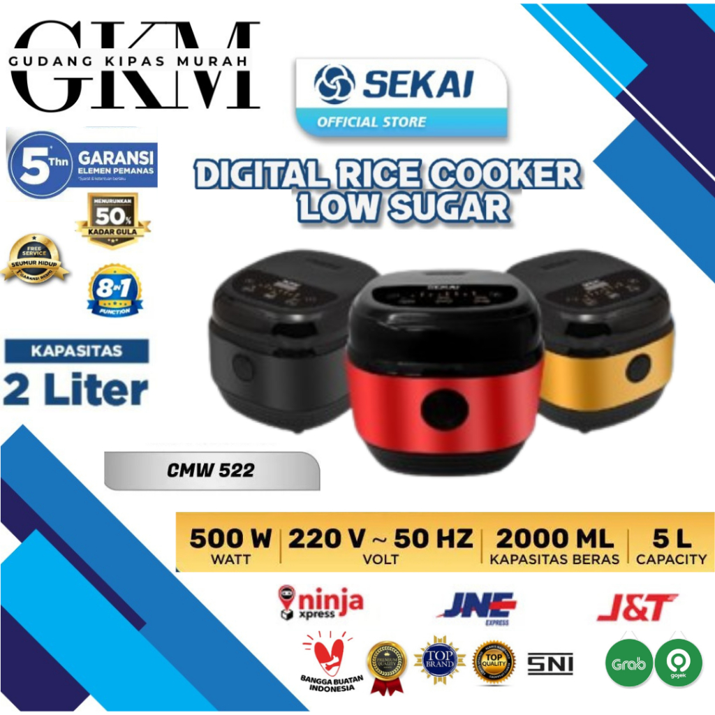SEKAI Rice Cooker Digital Low Carbo CMW-522 Anti Gemuk 2L CMW522