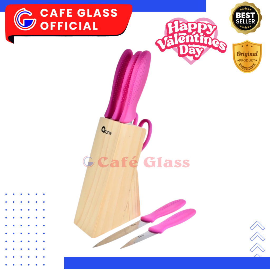 PISAU SATU SET| PISAU SET GUNTING MASAK | TEMPAT PISAU KAYU | OX-961 PISAU SET OXONE