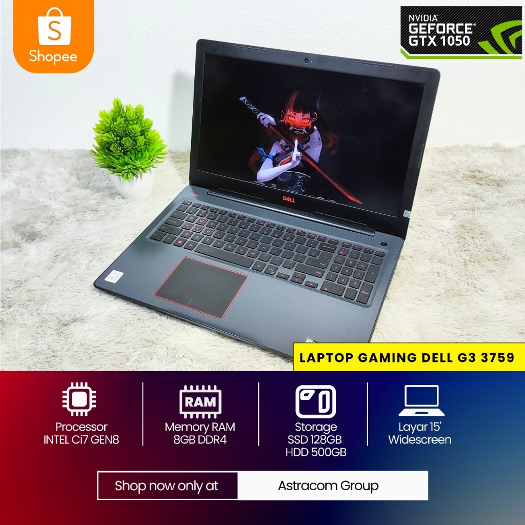 Laptop Gaming & Editing Dell G3 3759 i7 VGA NVIDIA GTX 1050Ti 4 GB