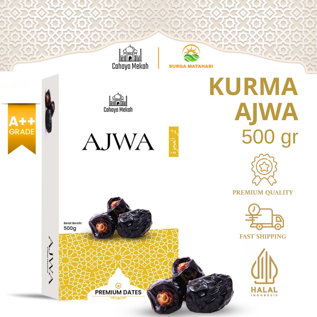 

Cahaya Mekah Ajwa Dates Kurma Nabi Kurma Ajwa Box 500 Gram