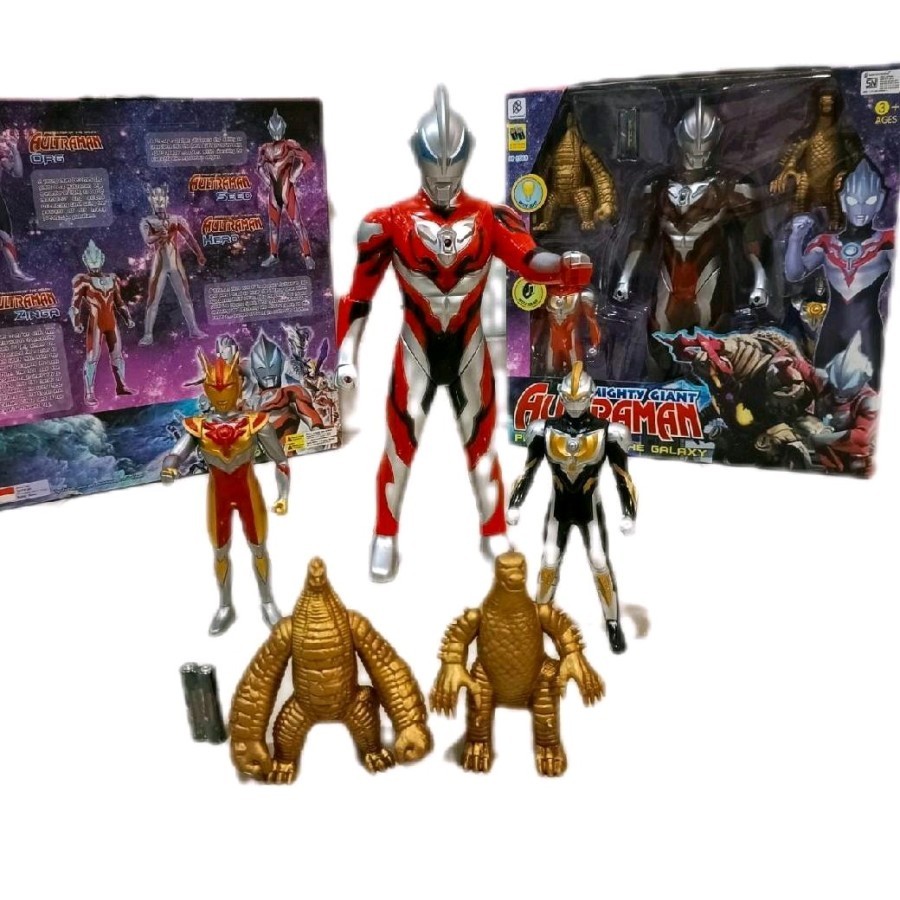 Mainan Robot Ultraman Monster Isi 5pcs Lampu dan Suara 9568 9569 - 9569 Merah TS