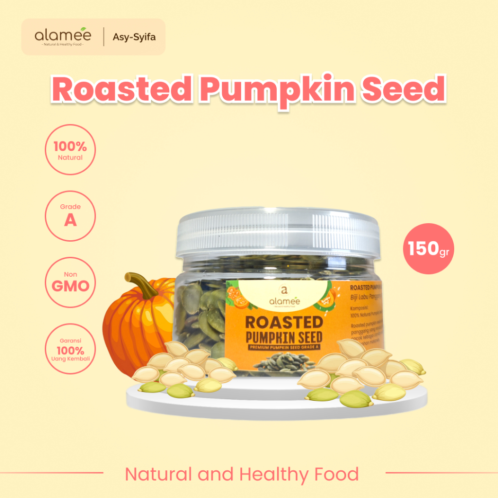 

ALAMEE Roasted Pumpkin Seed Biji Labu Pepita Kupas Panggang Matang Siap Makan Natural 150gr