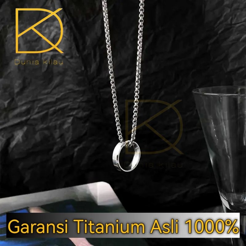 Kalung Perak Pria Titanium Anti Karat LIontin Cincin Cowok Silver Emas Putih Asli Keren