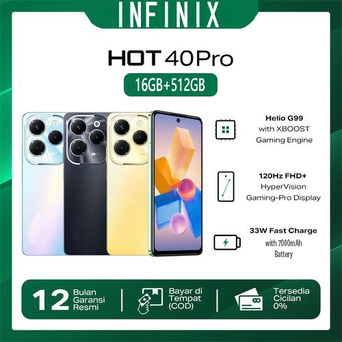 【Bisa COD】 100% Baru HP INFINIX HOT 40 Pro 5G NFC Asli Android 13 RAM 16GB +512GB ROM 7.5inci HD Kam