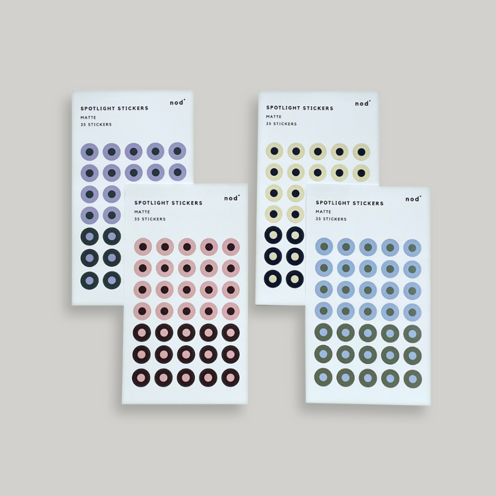 

The Nod Stickers - Spotlight | Matte Planner Stickers | Minimal Checklist Sticker Sheet | Nod Paper Co.