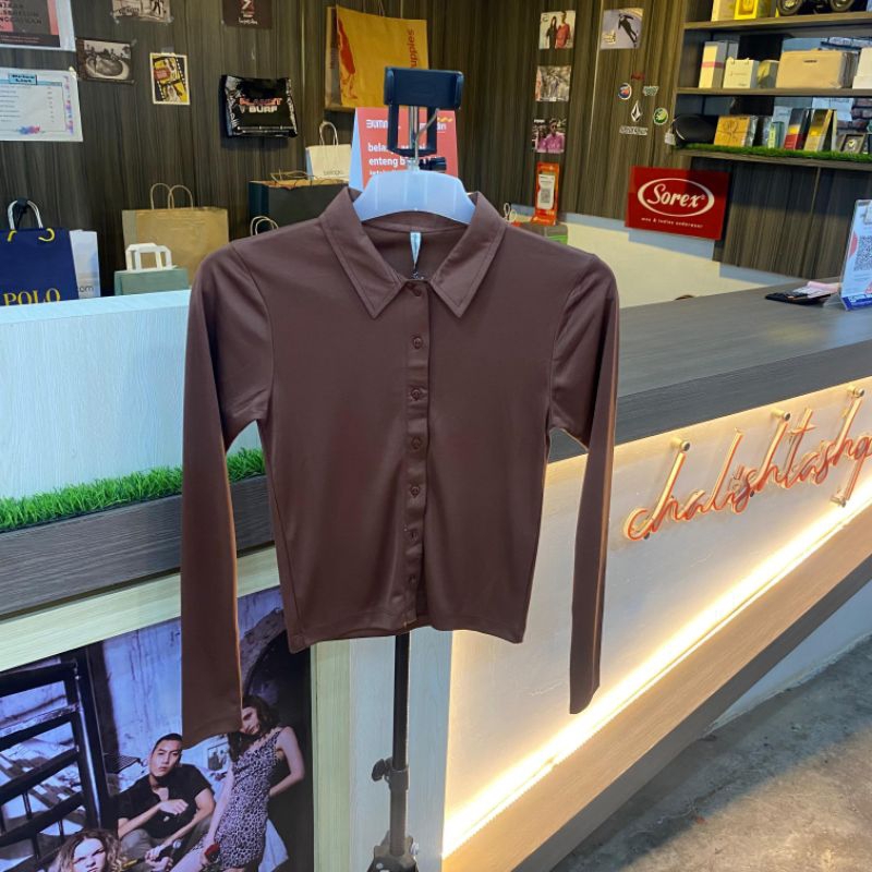 COLORBOX T-shirt Wanita Lengan Panjang - COKELAT