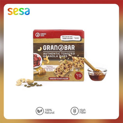 

Hundred Seeds Honey Cranberries And Nuts Granobar 175 G