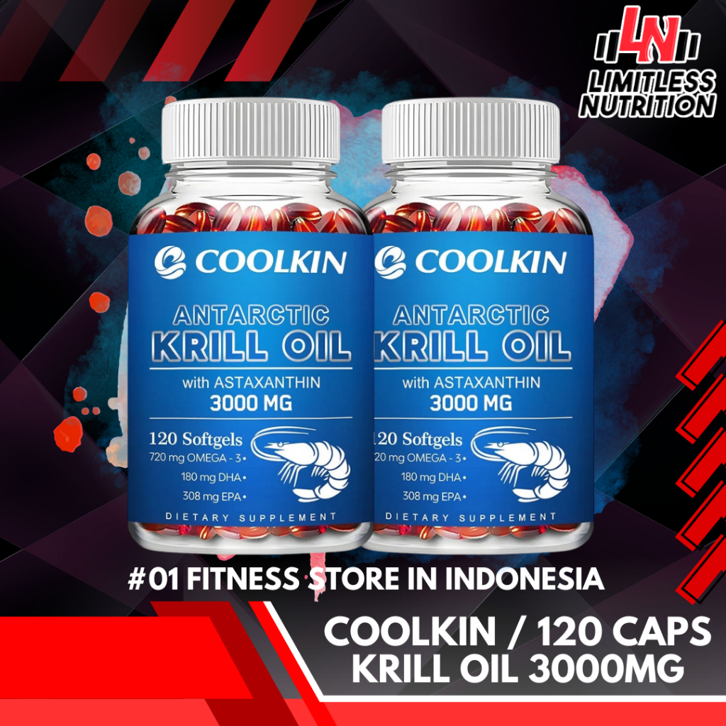Coolkin USA Antartic Krill Oil 3000mg - 120 Capsule Omega 3 High EPA DHA Heart Health